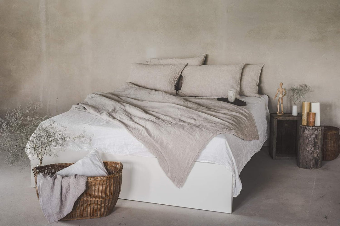 Ger3as Leinen Bettwäsche Set 100% Natur Leinen Stonewashed, Naturfaser Leinen, mit Hotelverschluss (