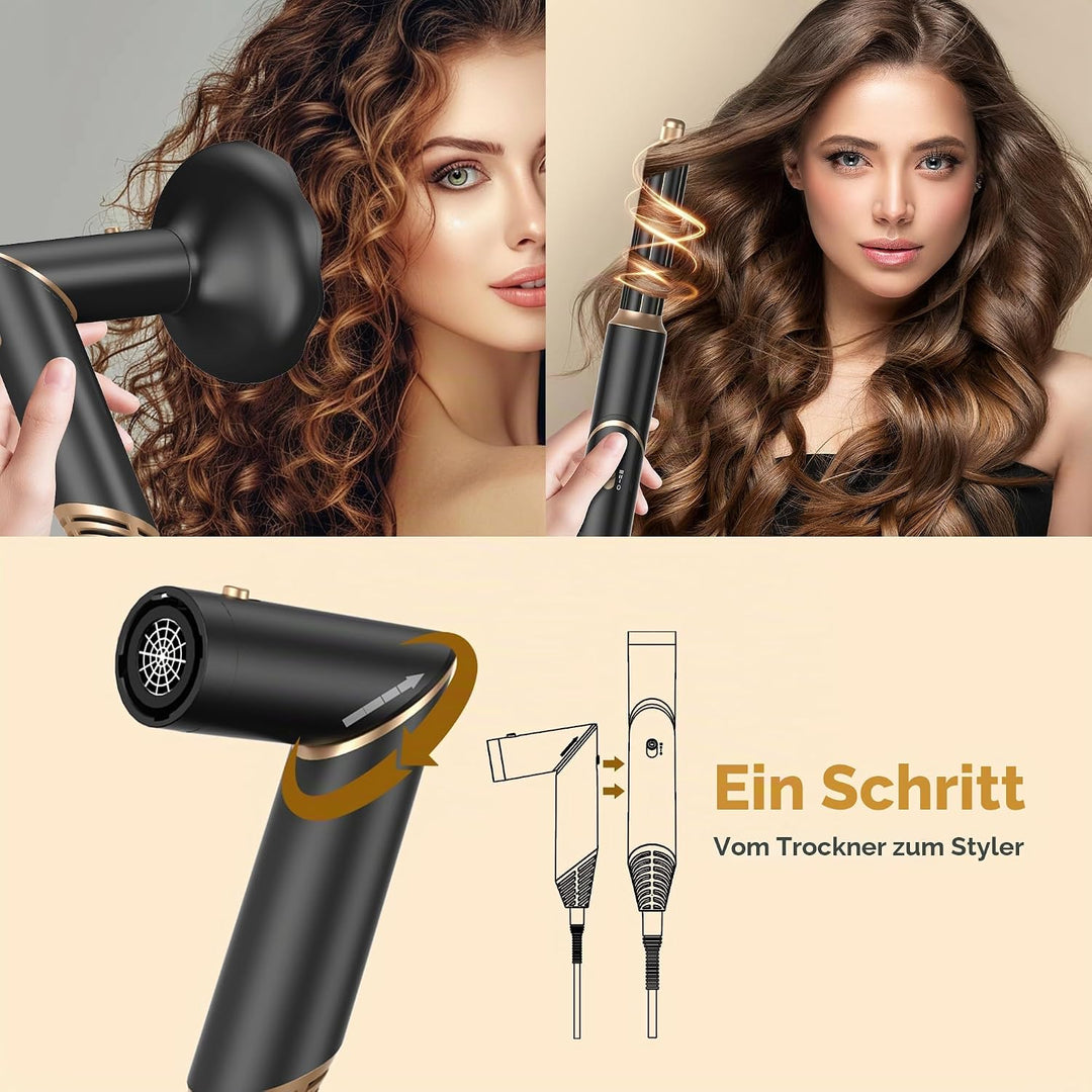 Air Styler Brush 6 in 1 Föhn mit Diffusor Luft-Lockenstab Haarstyler Airstyler Heizbürste Haartrockn