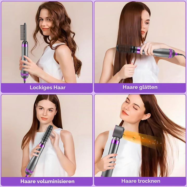 Air Styler 6-in-1-Haarstyler-Gebläsebürste, 1000 W tragbarer Haartrocknerkamm mit 6 Zubehörteilen, N