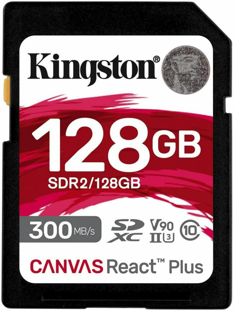 Kingston Canvas React Plus 128GB SDXC Speicherkarte UHS-II 300R/260W U3 V90 für Full HD/4K/8K - SDR2