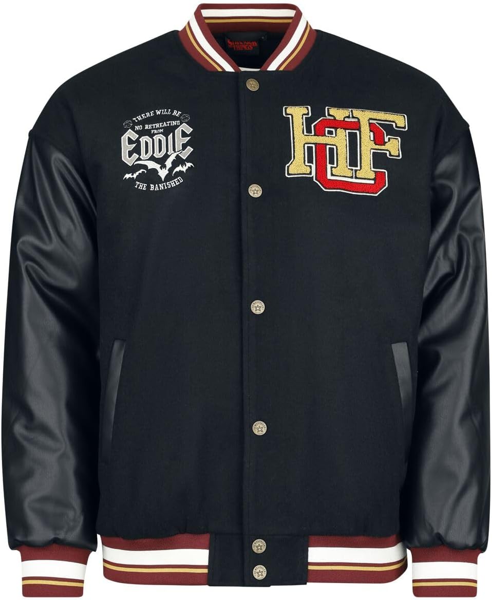 Stranger Things Hellfire Club Männer Collegejacke schwarz Fan-Merch, TV-Serien M Schwarz, M Schwarz