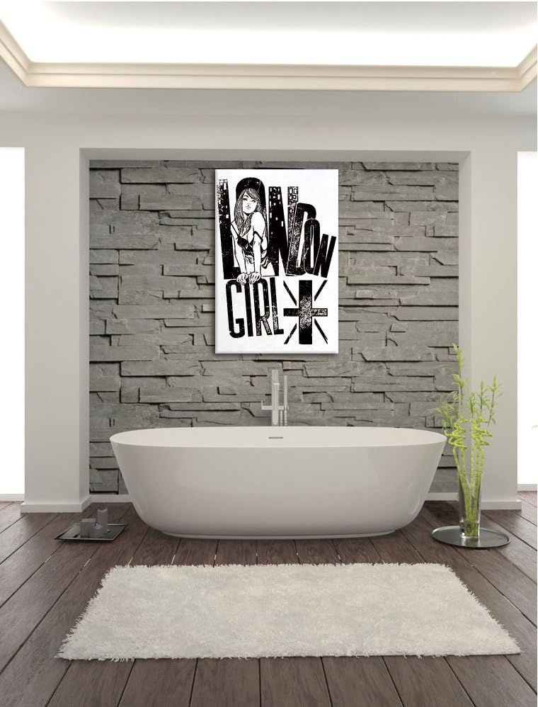 Pixxprint London-Girl White Bild auf Leinwand, XXL riesige Bilder fertig gerahmt mit Keilrahmen, Kun