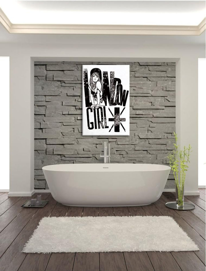 Pixxprint London-Girl White Bild auf Leinwand, XXL riesige Bilder fertig gerahmt mit Keilrahmen, Kun