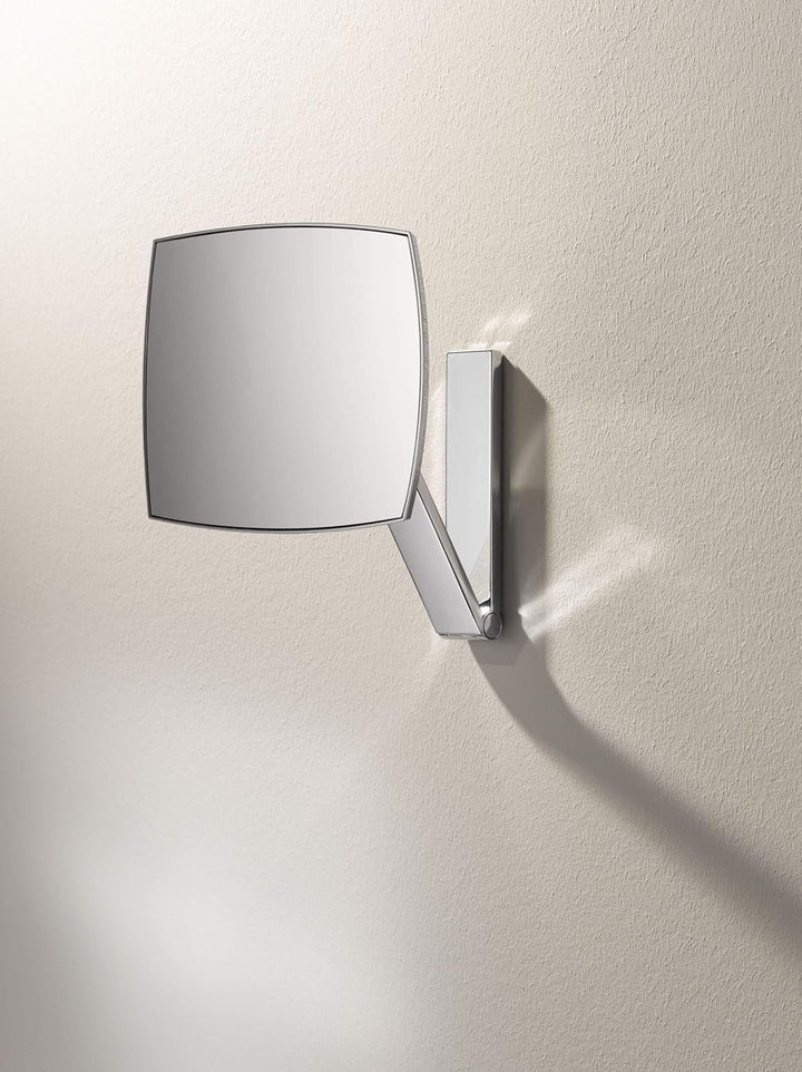 Keuco Wand-Kosmetikspiegel mit Schwenkarm und Drehgelenk, 5-facher Vergrösserung, 20x20cm, eckig, Ch