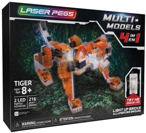 Laser Pegs Multi Models - 4-in-1 Red Tiger 4 in 1 Red Tiger, 4 in 1 Red Tiger