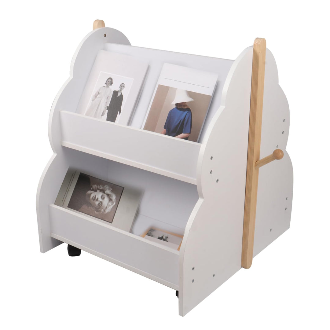 homewell Kinder Bücherregal auf Rollen, 2 Fächer Doppelseitiges Bücherständer für Kinderzimmer, Büch