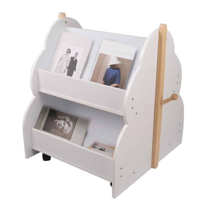 homewell Kinder Bücherregal auf Rollen, 2 Fächer Doppelseitiges Bücherständer für Kinderzimmer, Büch