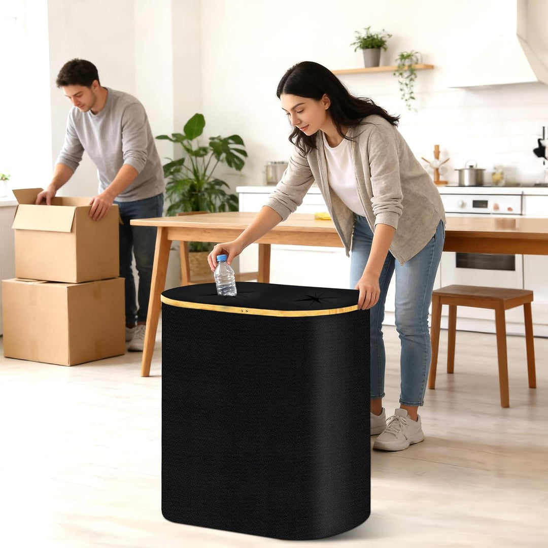 Pfandflaschen Sammelbehälter, 150l Flaschensammler Leergut,Oval Doppelte Taschen, Mit 2 Tragetasche,