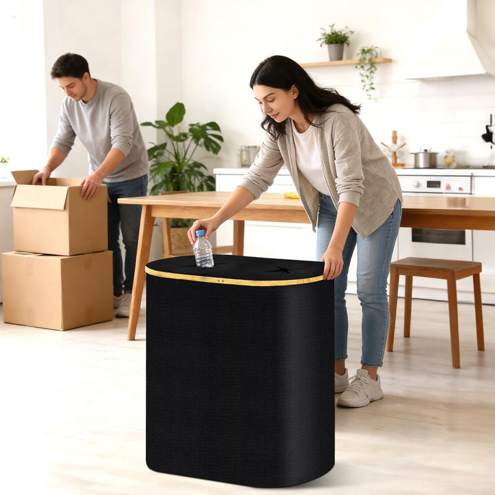 Pfandflaschen Sammelbehälter, 150l Flaschensammler Leergut,Oval Doppelte Taschen, Mit 2 Tragetasche,