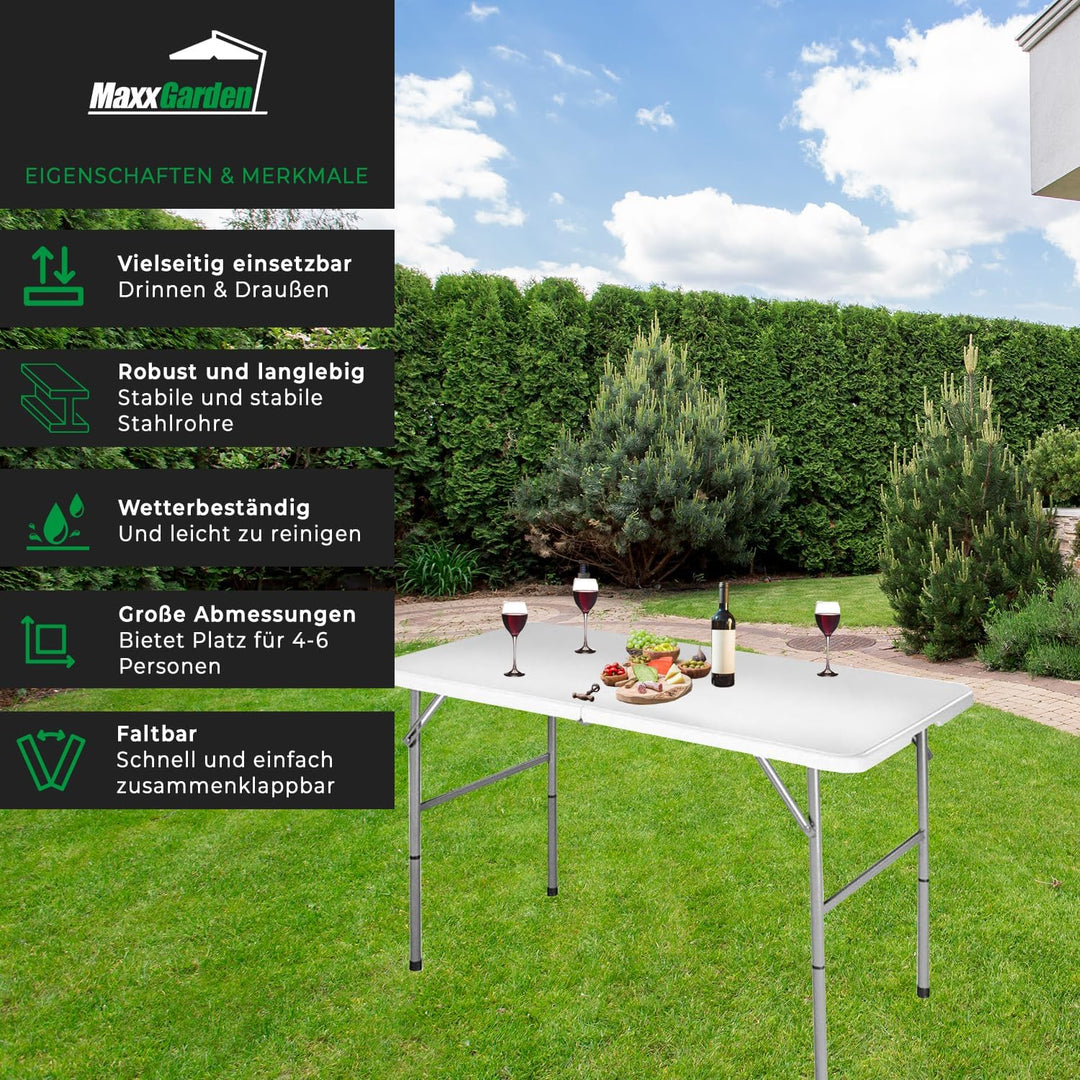 MaxxGarden Campingtisch Klappbar - Klapptisch Camping - Buffettisch - Tisch Multifunktionstisch Mit