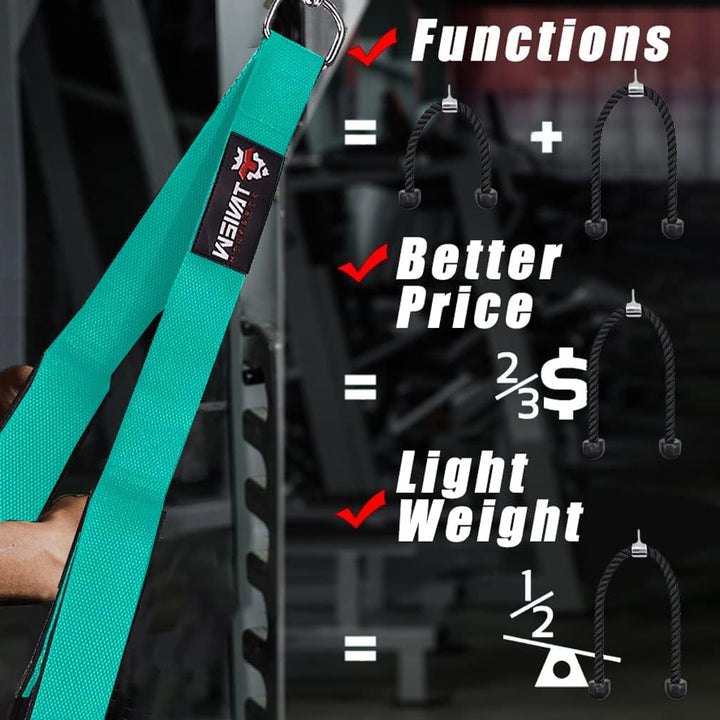 Tricep Rope Cable Attachment (Two Lengths Built in One) Greater Range of Motion,Tricep Pull Down Rop