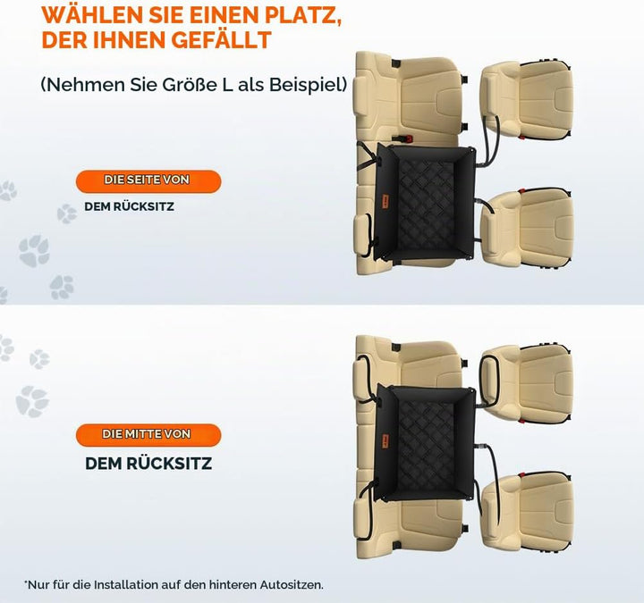 KYG Autositz Hunde Extra Stabiler Wasserdichter Rutschfester Haustier autositz Kratzfester mit 4 Bef