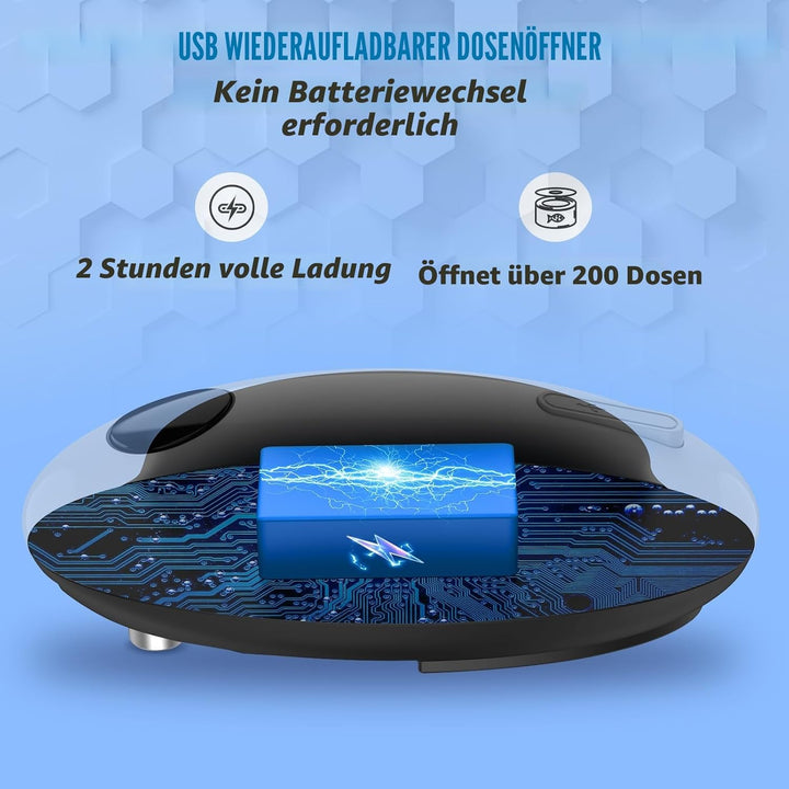 USB Wiederaufladbarer Elektrischer Dosenöffner – Batteriebetrieben, Automatischer One-Touch-Betrieb,