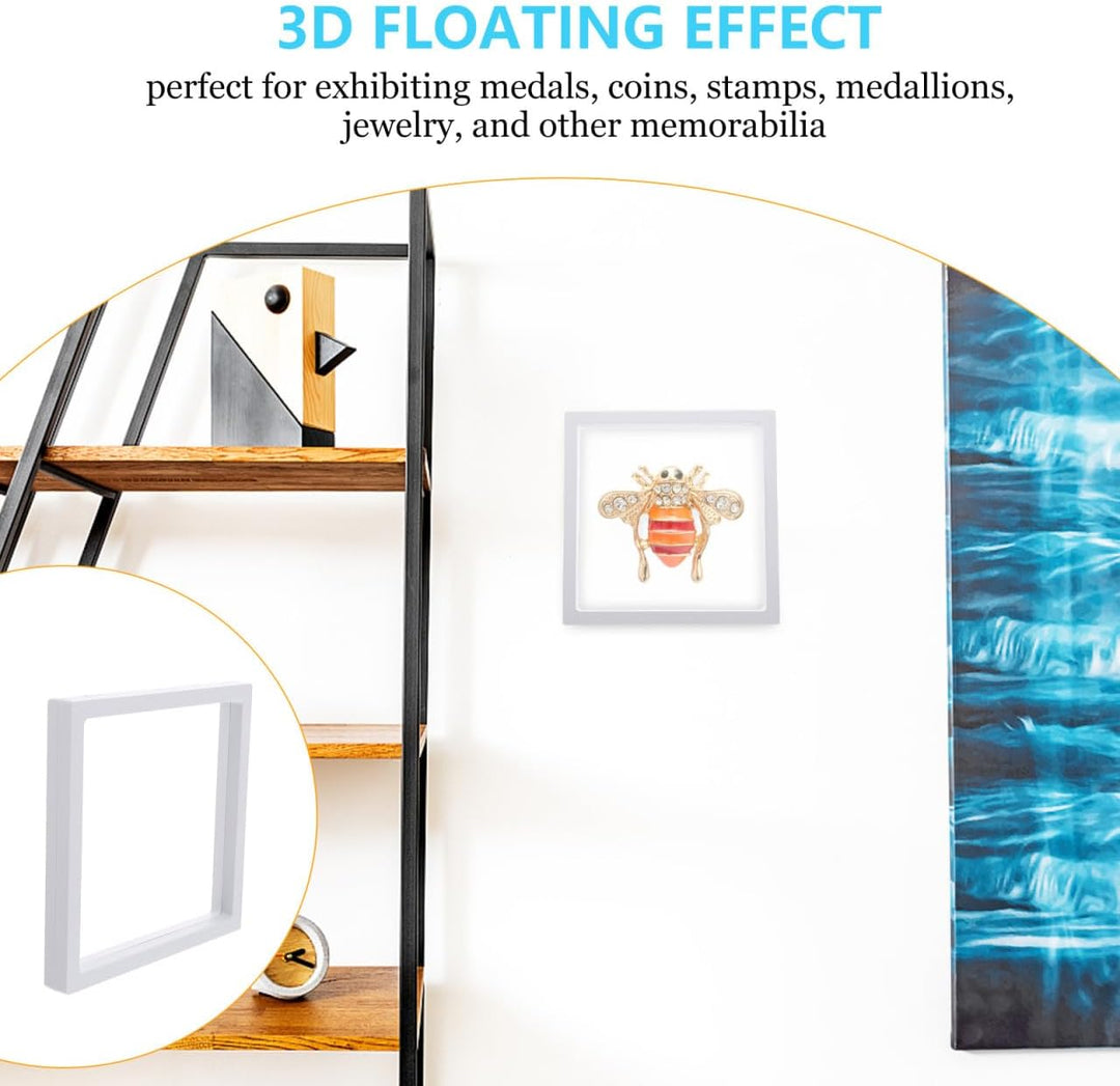Gadpiparty 2 Stück 3D Schweberahmen Displayhalter aus Transparentem Kunststoff Schwebende Münz und S