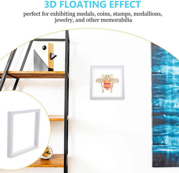 Gadpiparty 2 Stück 3D Schweberahmen Displayhalter aus Transparentem Kunststoff Schwebende Münz und S