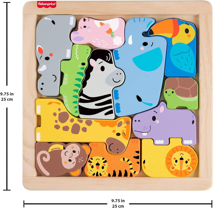 Fisher-Price 2-in-1-Tierwelt aus Holz, Aktivität zum Sortieren von Formen für Kindergartenkinder ab