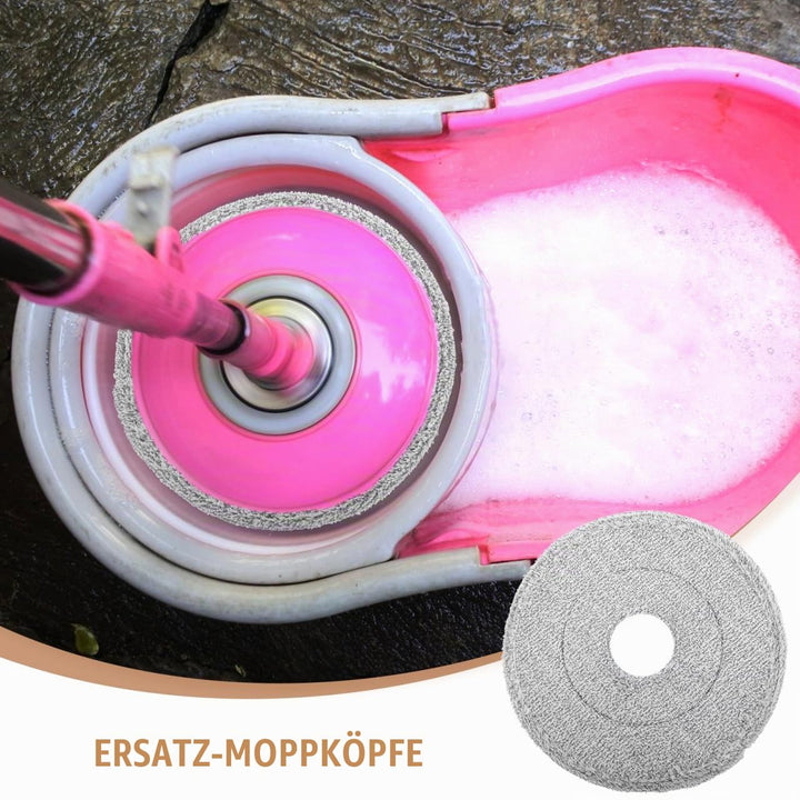 Healeved Waschbarer Baumwoll Mop Ersatzkopf Rund 9.6 Zoll Rotierender Reinigungskopf Für Fliesen Mar