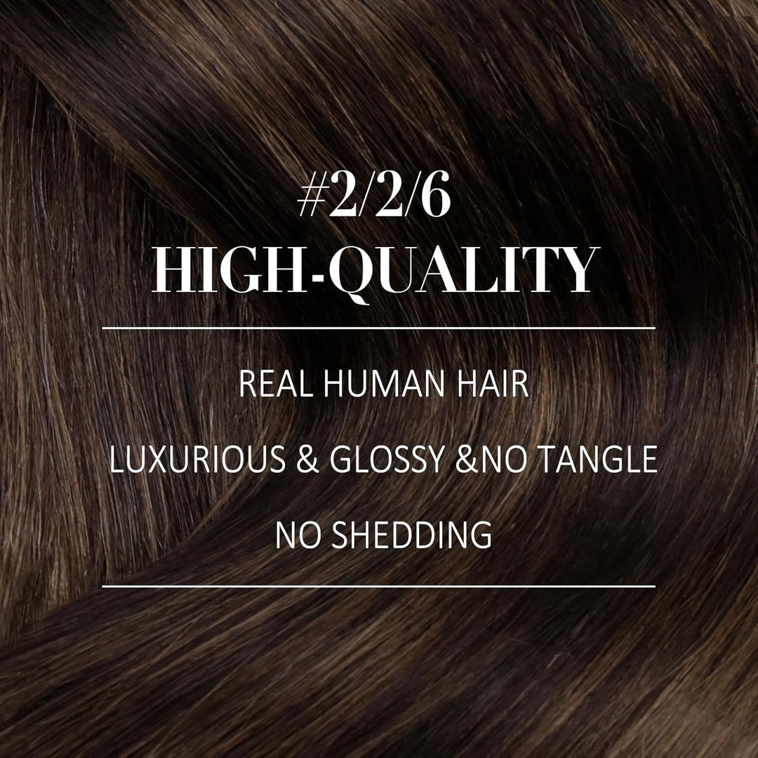 YoungSee Nanoring Extensions Echthaar Ombre Nano Extensions Echthaar Dunkelbraun Balayage Mittelbrau