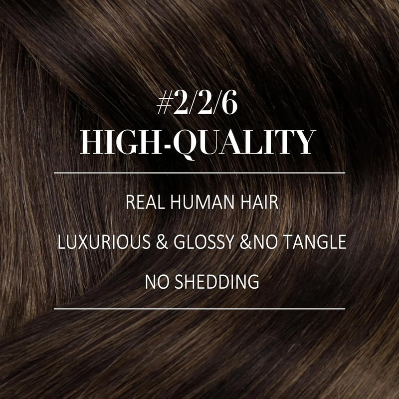YoungSee Clip in Extensions Echthaar 40 cm Braun Ombre Hair Extensions Clip in Doppelt Tressen Clip