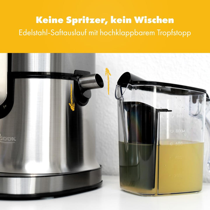 Profi Cook Entsafter PC-AE 1156 Automatik-Saftpresse mit hochwertigem Edelstahl-Gehäuse, 1 Liter Saf