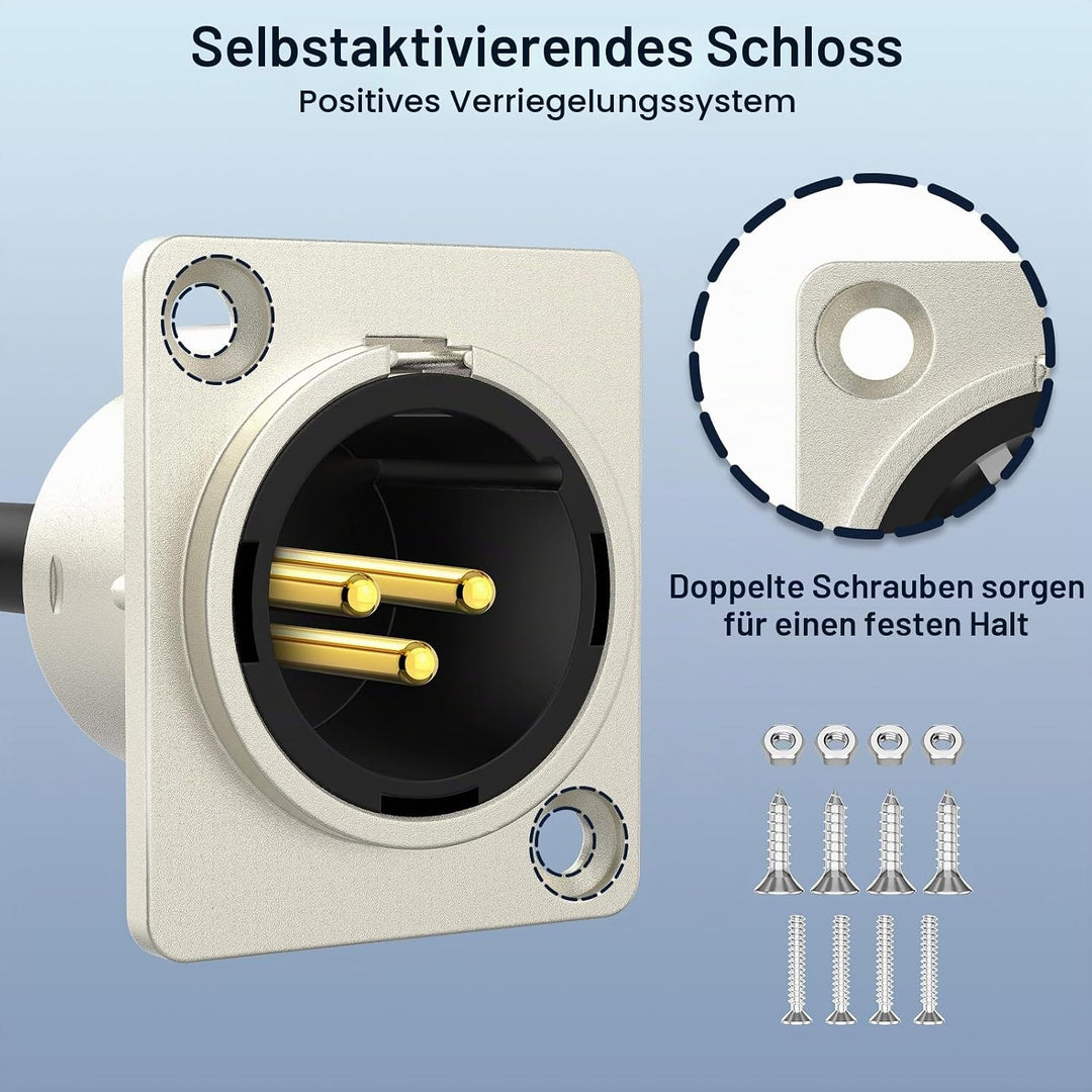 J&amp;D XLR-Kabel D-Typ, 2 Stück XLR-Durchgangskabel, Buchse auf Stecker Adapter Nylonummantelung für St