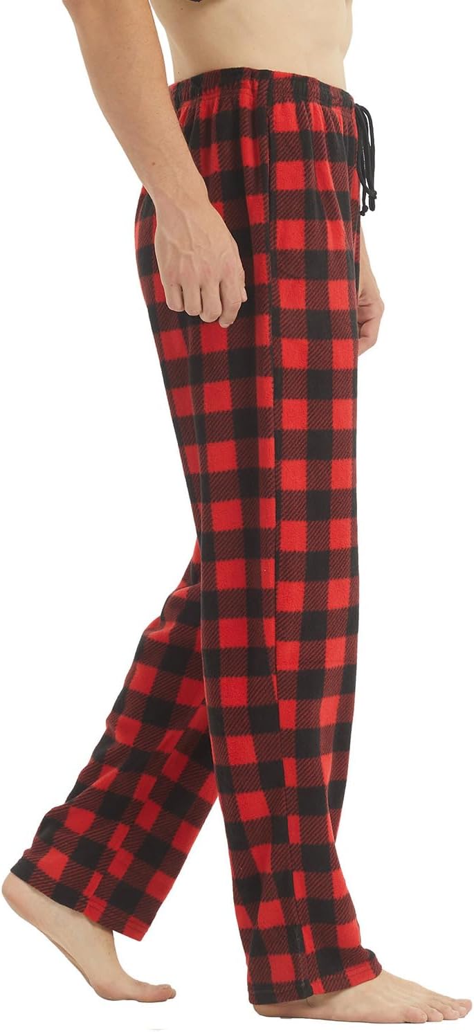 LNFINTDO 1-2er Pack Schlafanzughose Herren Lang Fleece Karierte Pyjamahose Winter Warm Nachtwäsche B