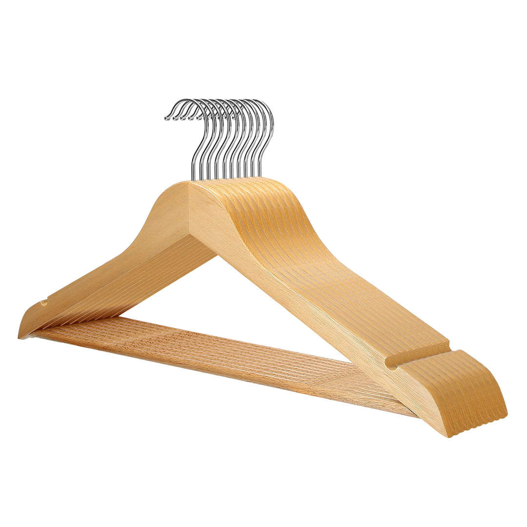 VonBueren 10 x Kleiderbügel Holz | 44,5 x 22 cm je Bügel/Holzbügel | Holzkleiderbügel | 360 Grad dre