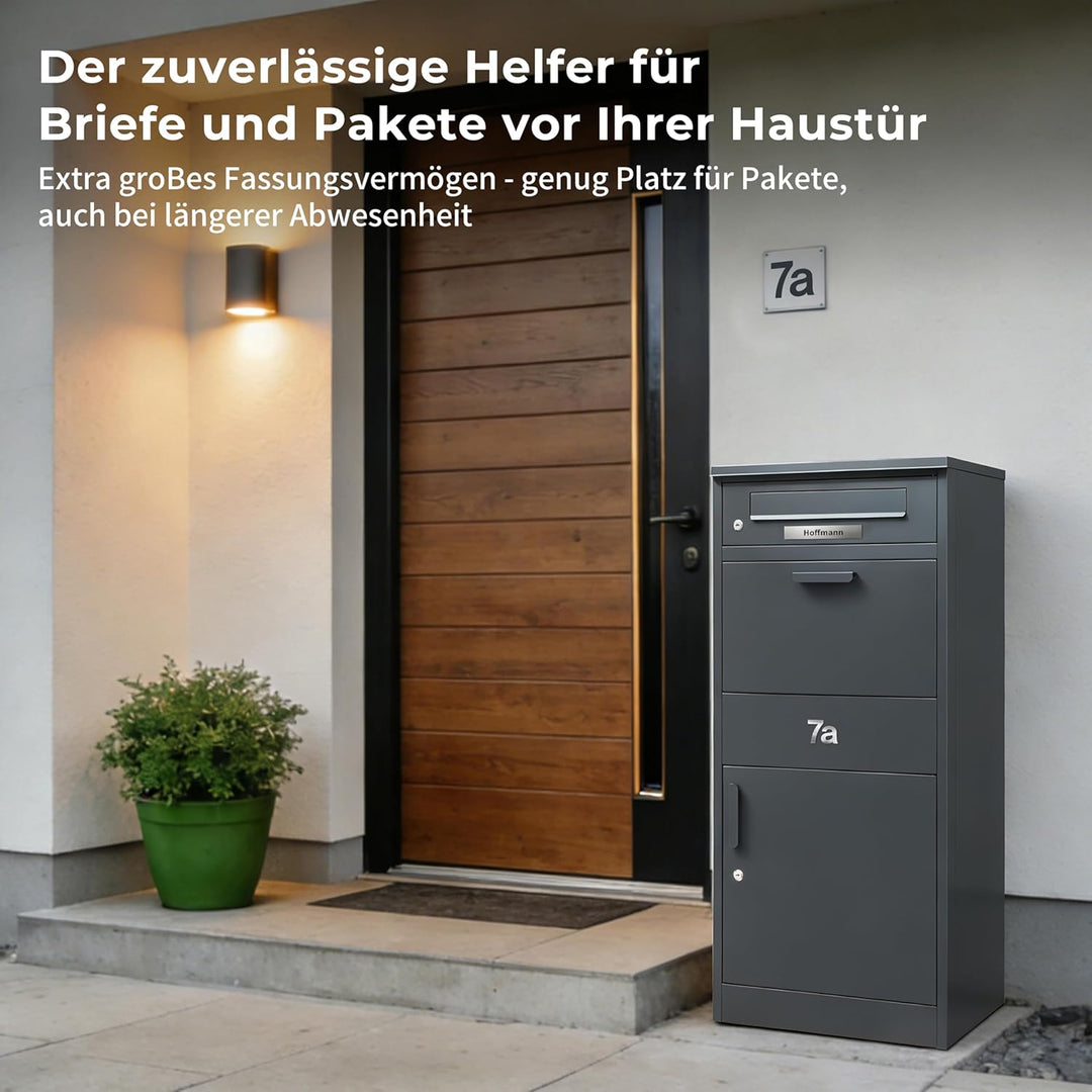 Zedelmaier Paketbox Briefkasten mit grossem Paketfach, XXL Paketbriefkasten für Aussenbereich, perso