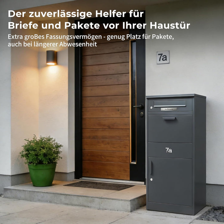 Zedelmaier Paketbox Briefkasten mit grossem Paketfach, XXL Paketbriefkasten für Aussenbereich, perso