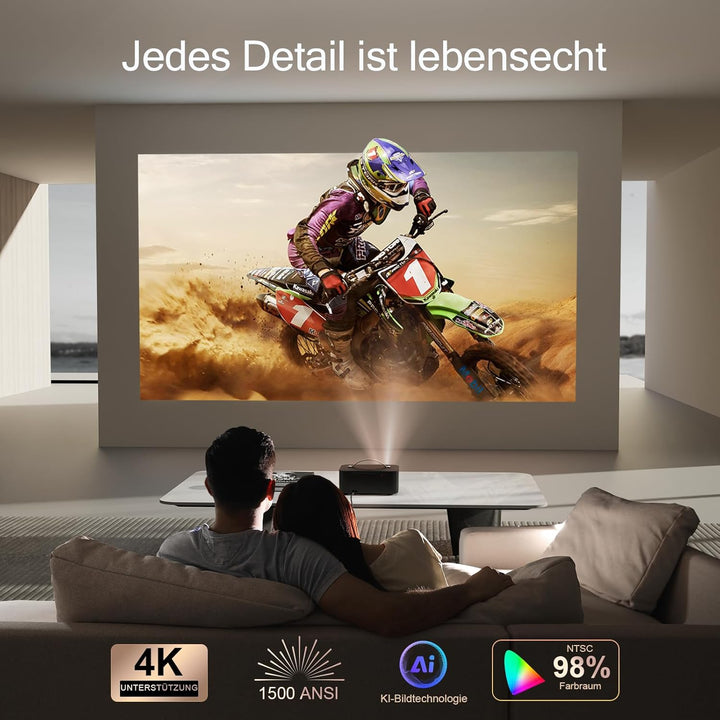Beamer Passend für Netflix Offiziell Dolby Audio Beamer 4K Heimkino ONOAYO 1500ANSI HDR10+ HDMI eARC