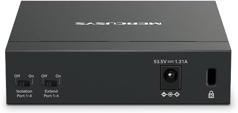 Mercusys MS105GP PoE Switch 5-Port Gigabit LAN Switch mit 4 PoE+ Ports (65 Watt, IEEE-802.3af/at PoE