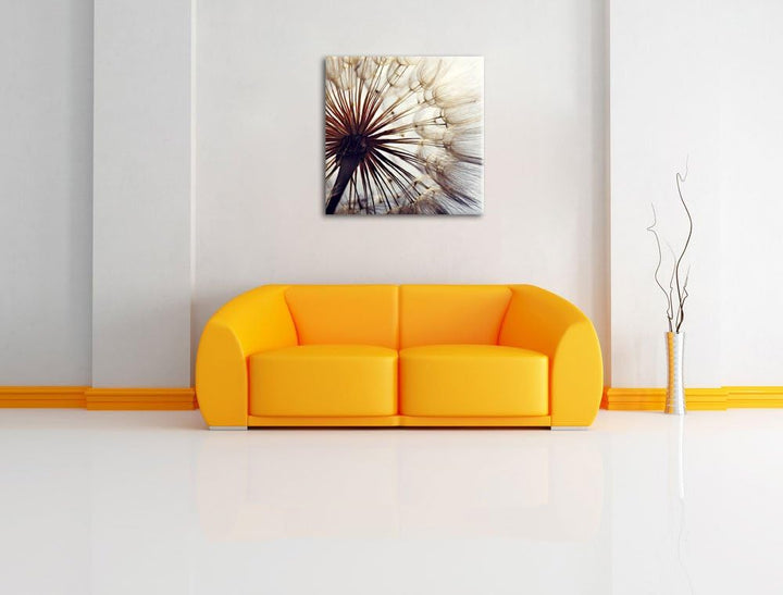 Schöne Pusteblume, Format: 70x70 auf Leinwand, XXL riesige Bilder fertig gerahmt mit Keilrahmen, Kun