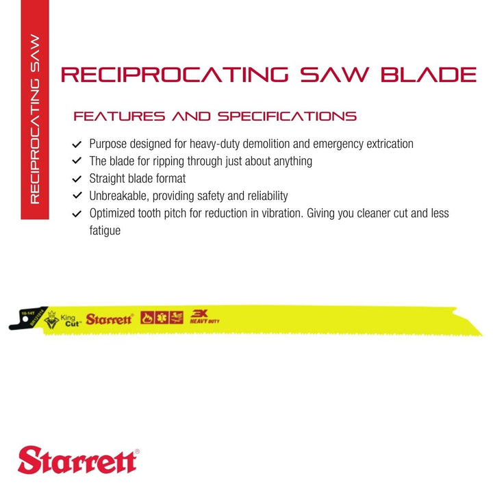 Starrett Bi-Metal King Cut Hochleistungs-Säbelsägeblatt 300 mm (12 Zoll) - 5er-Pack 300MM/12", 300MM