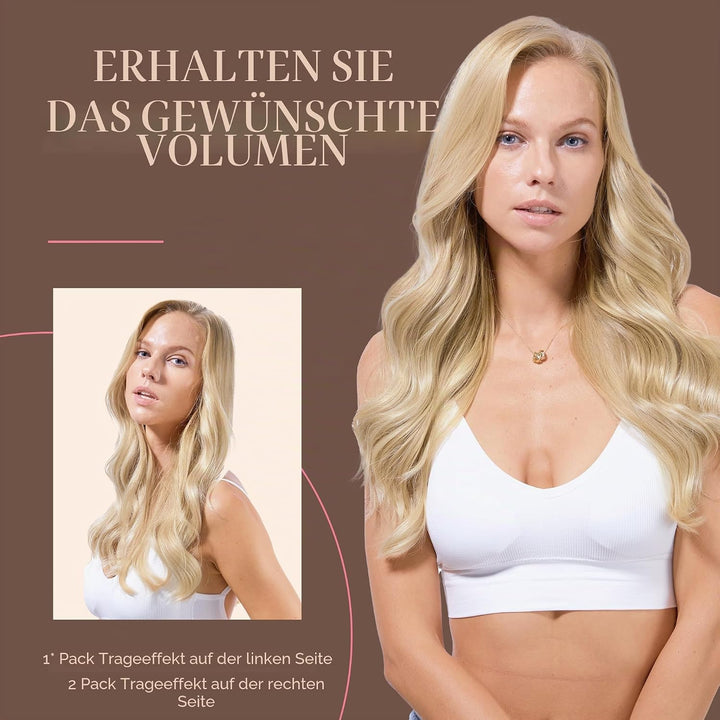GOO GOO Clip in Extensions Echthaar, Echthaar Extensions Clip, 40cm 120g 7pcs, Clip In Haarverlänger