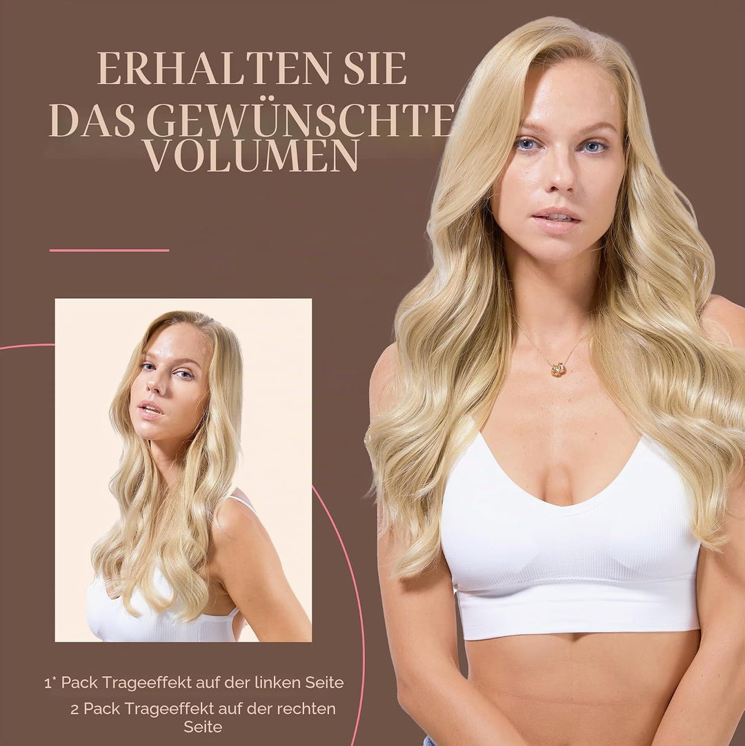 GOO GOO Clip in Extensions Echthaar, Echthaar Extensions Clip, 35cm 120g 7pcs, Extensions Echthaar,