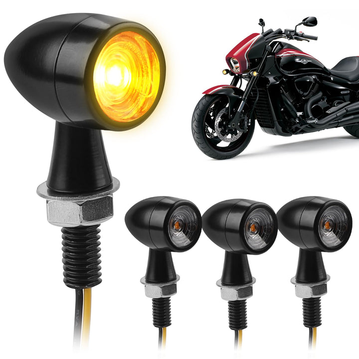 EXLECO 4 x LED Motorrad Blinker DC 12V Metall Mini Blinker IP65 Wasserdicht M8 Universal LED Blinker