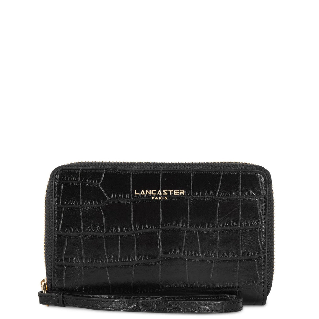 Lancaster Unisex Erwachsene Exotic Croco Cn Reisezubehör-Brieftasche, Schwarz