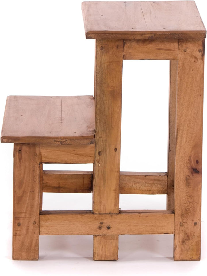 TRITTHOCKER Step | 47 x 37 cm, Recycling Holz, zweistufig | Trittleiter, Haushaltstritt