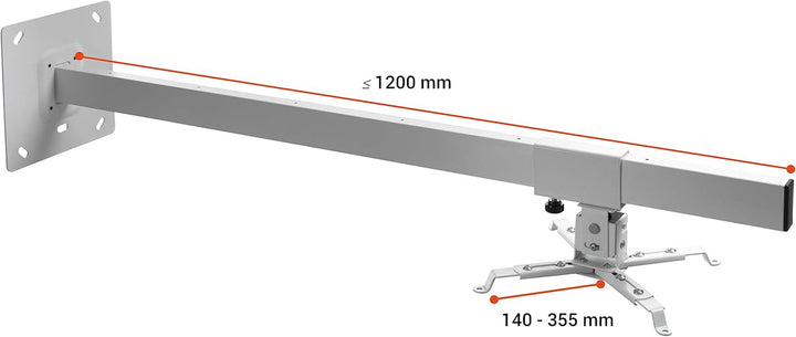 celexon Beamer-Wandhalterung MultiCel WM1200 - weiss - Wandabstand bis 120 cm - bis 15 kg - Neig- un