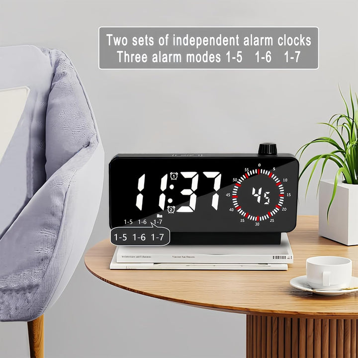 Wecker mit LED Grossdisplay Temperatur Timer Wochentag Sekundenanzeige 3 Helligkeitsstufen Snooze Fu