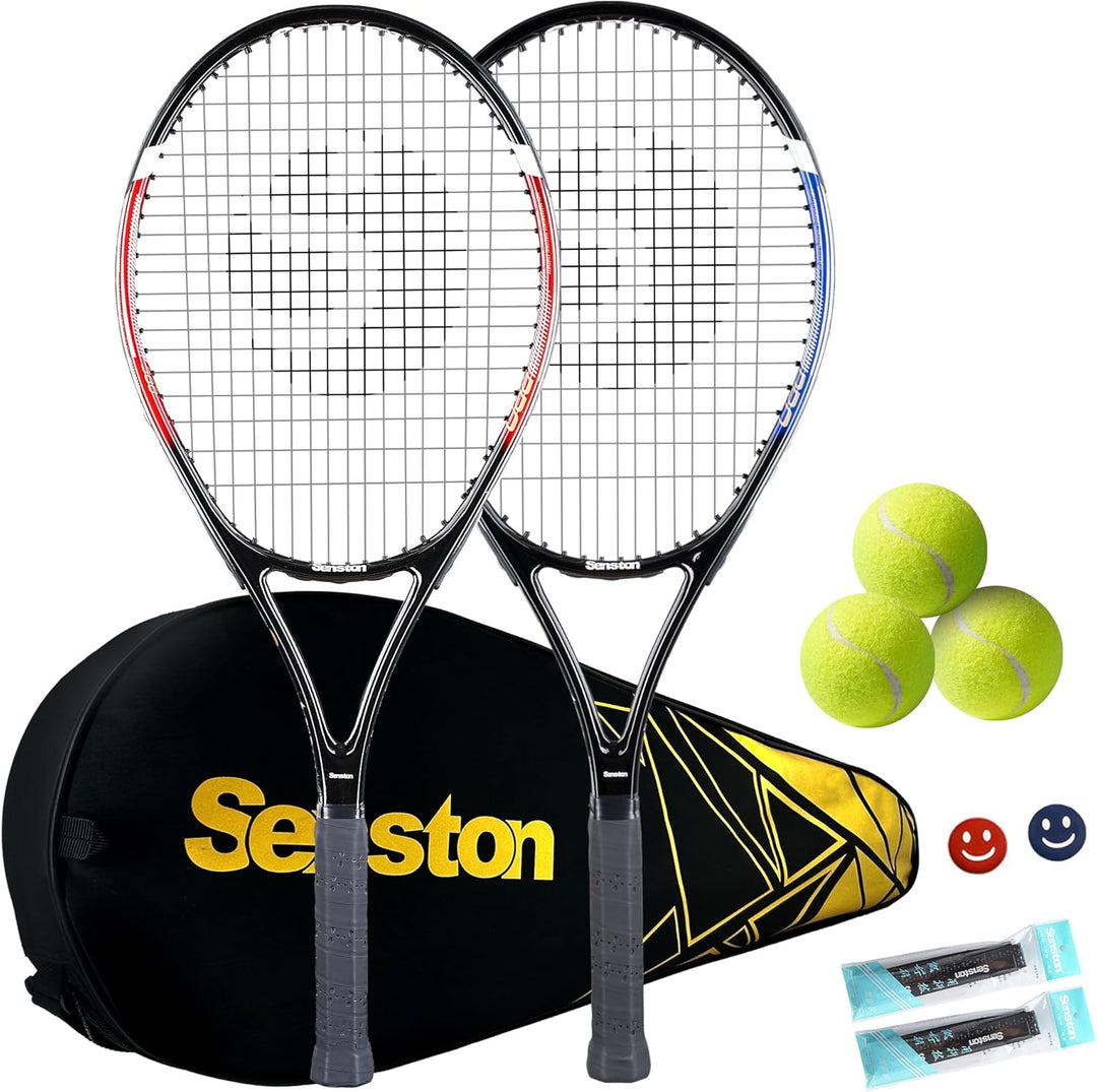Senston Tennisschläger für Erwachsene 68,6 cm Tennisschläger – 2 Spieler Tennisschläger Set mit 3 Bä