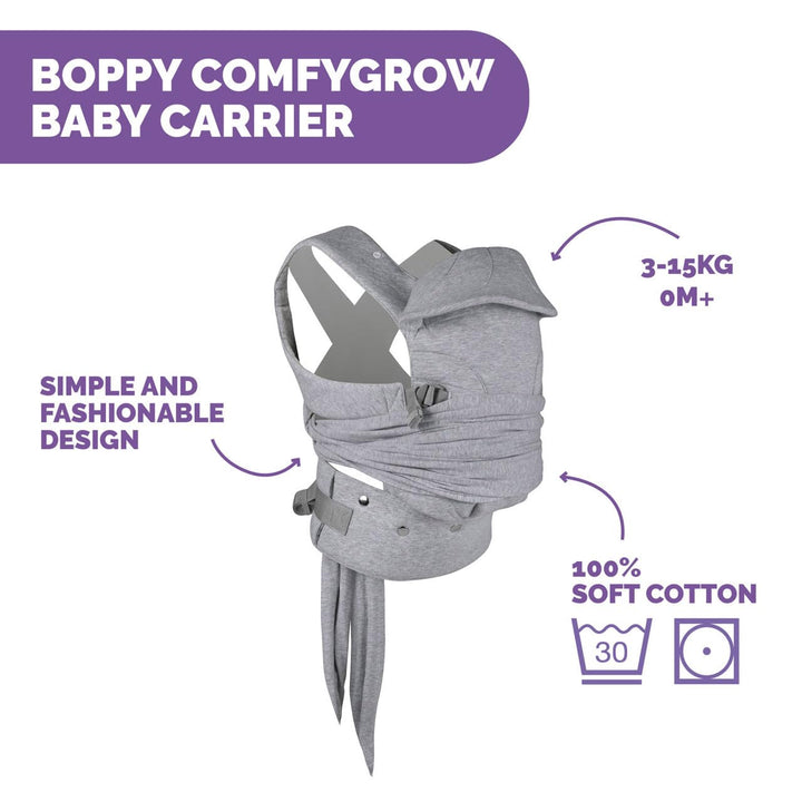 BOPPY COMFYGROW BABYTRAGE, LIGHT GREY ComfyGrow Grau, ComfyGrow Grau