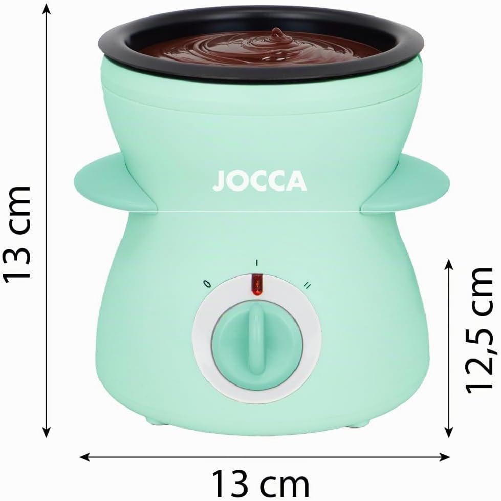 Jocca Fonduemaschine 350ML | Schokoladen- und Käsefondue | 25W | Antihaftbeschichtung | Mit 4 Gabeln