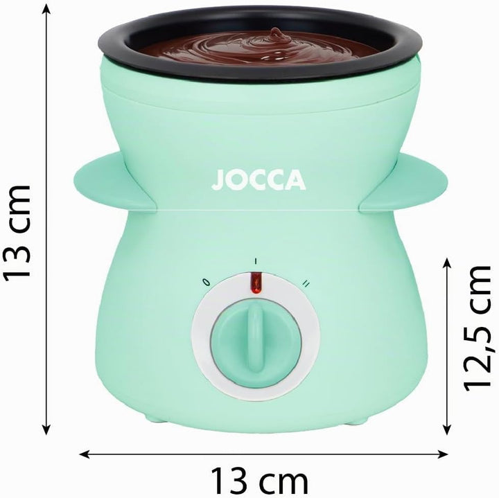 Jocca Fonduemaschine 350ML | Schokoladen- und Käsefondue | 25W | Antihaftbeschichtung | Mit 4 Gabeln