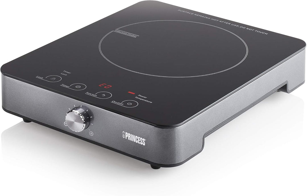 Princess Induktionskochplatte mit Touch-Bedienfeld, Digitales LED-Display, 1800 W Leistung, von 60De