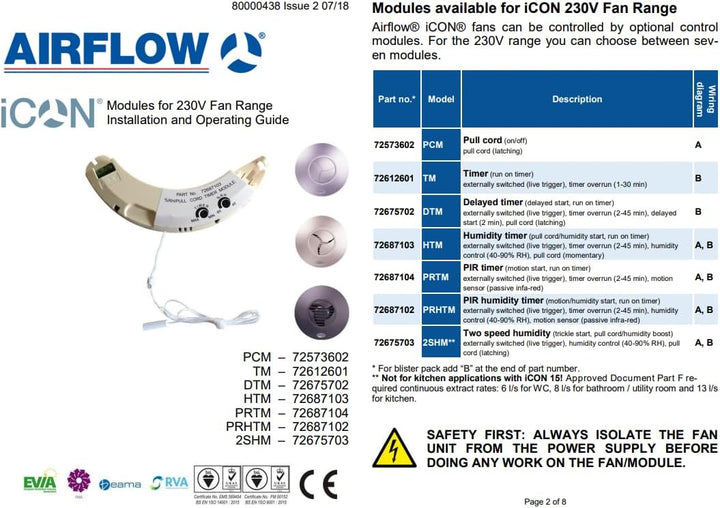 Airflow iCON PRTM Bewegungsmelder & Timer-Einsteckmodul – Kompatibel mit iCON 15, 30 & 60 Lüftern (2