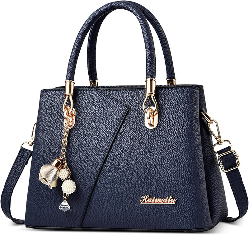 DORRISO Mode Handtasche Damen Elegant Tote Tasche mit Schickem Blumenanhänger Henkeltasche für Einka