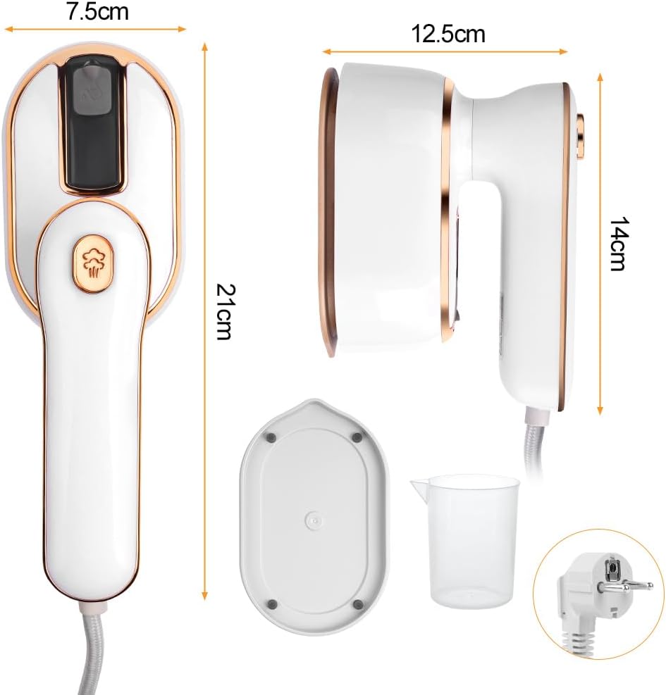 AUAUY Dampfbügeleisen Mini, 1000 W Faltbares Tragbares Reisebügeleisen, Handbügelmaschine mit 100 ml