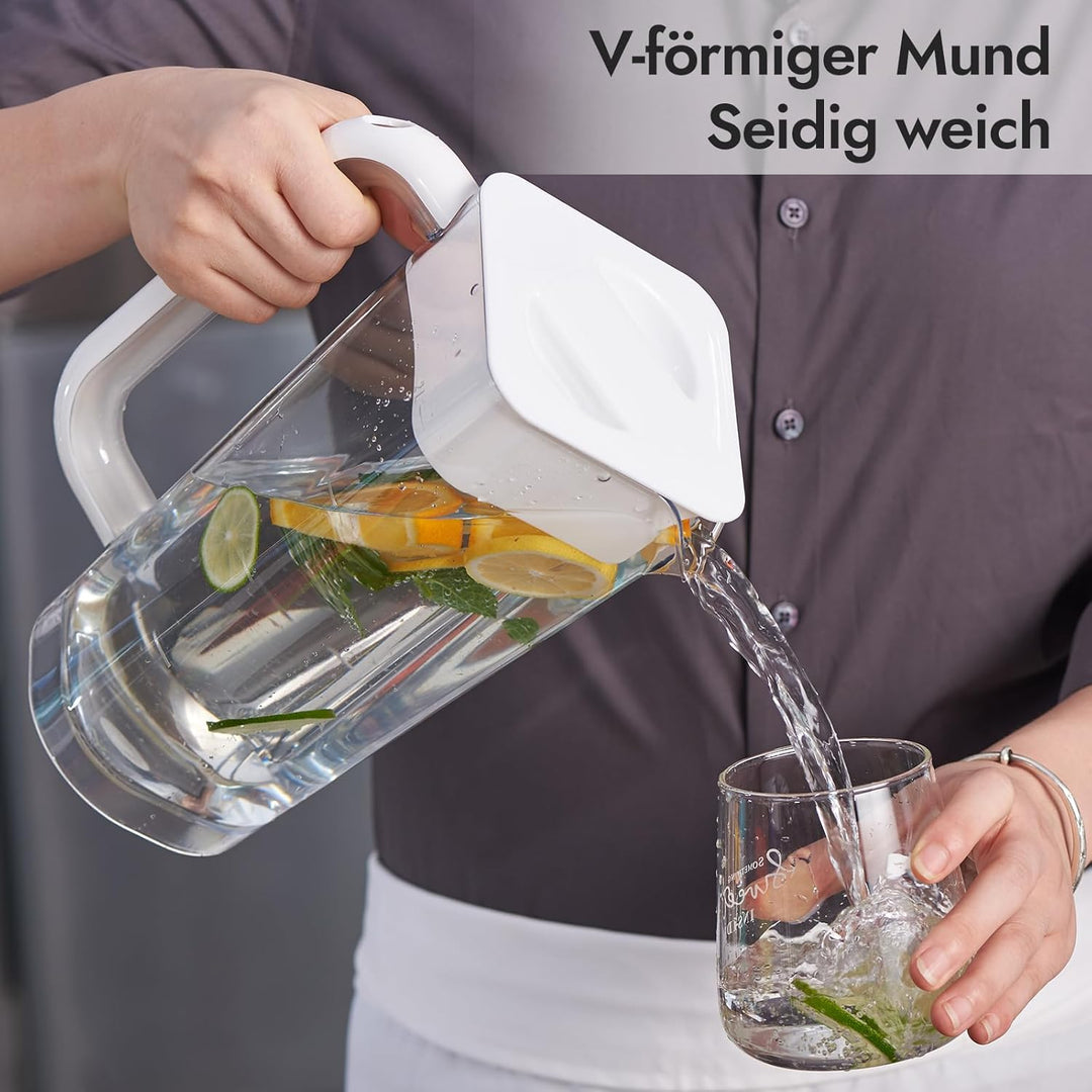 CURTA krug 2liter gefäss mit deckel Wasserkrug Mit Deckel Mit Griff mit Skala, Für kühlschrank, Tee,