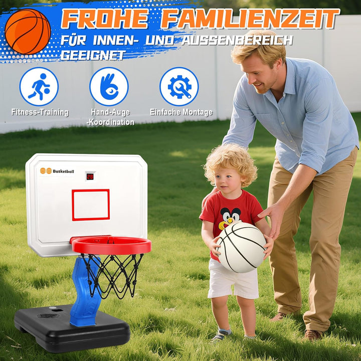 Herenear Basketballkorb Kinder mit Elektronische Anzeigetafel, Höhenverstellbar 77-140cm basketballk